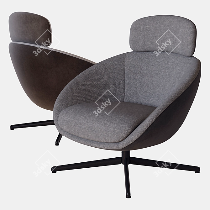 Sleek Swivel Russell Armchair 3D model image 1