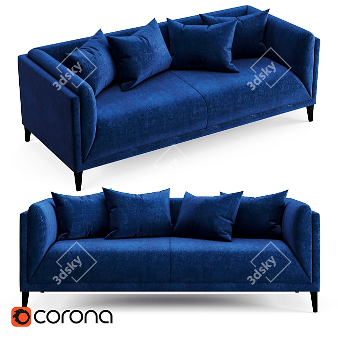 Angel Deep Blue Double Sofa 3D model image 3