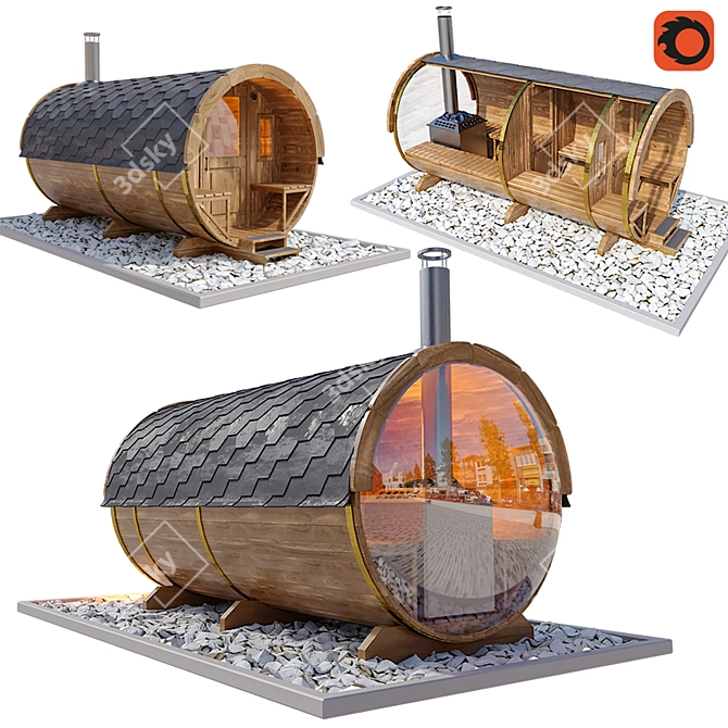 Traditional Finnish Outdoor Sauna 3D model image 1