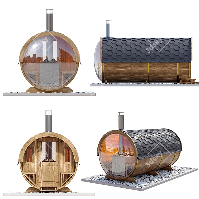 Traditional Finnish Outdoor Sauna 3D model image 2