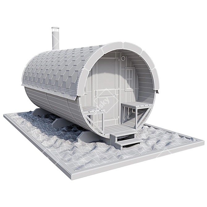 Traditional Finnish Outdoor Sauna 3D model image 3