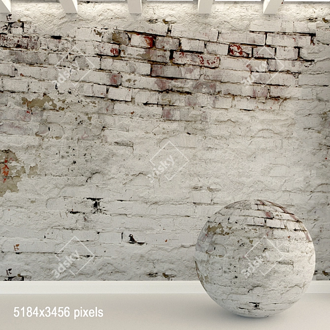 Vintage Brick Wall Texture 3D model image 1