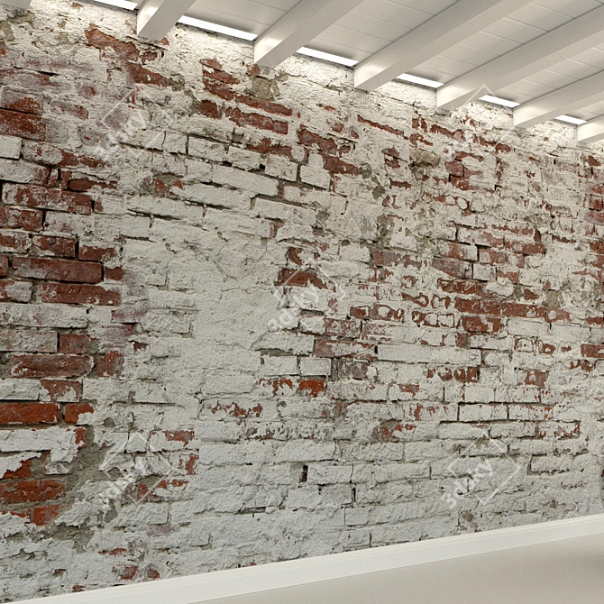 Vintage Brick Wall Texture 3D model image 2