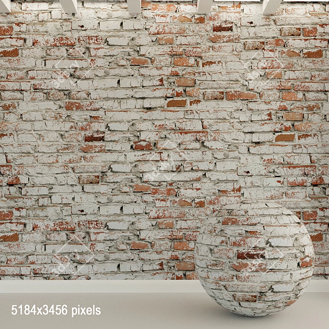 Vintage Brick Wall Texture 3D model image 1