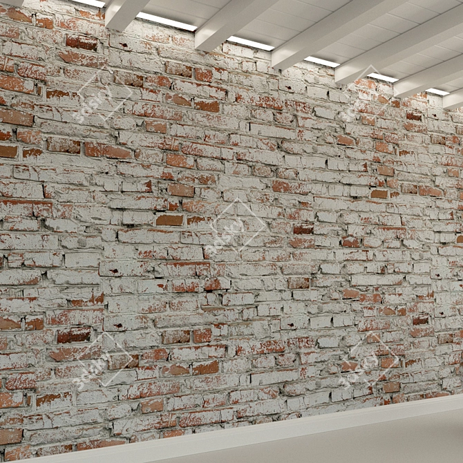 Vintage Brick Wall Texture 3D model image 2