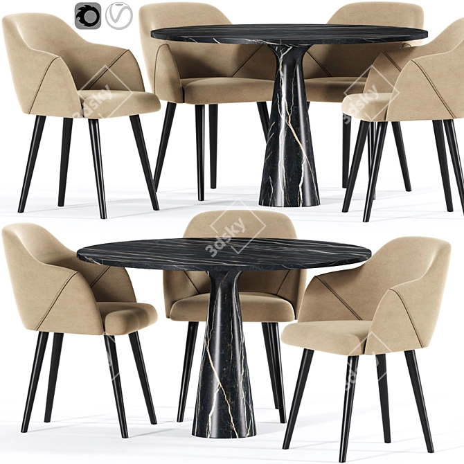 Creggan Dining Chair Set 3D model image 1