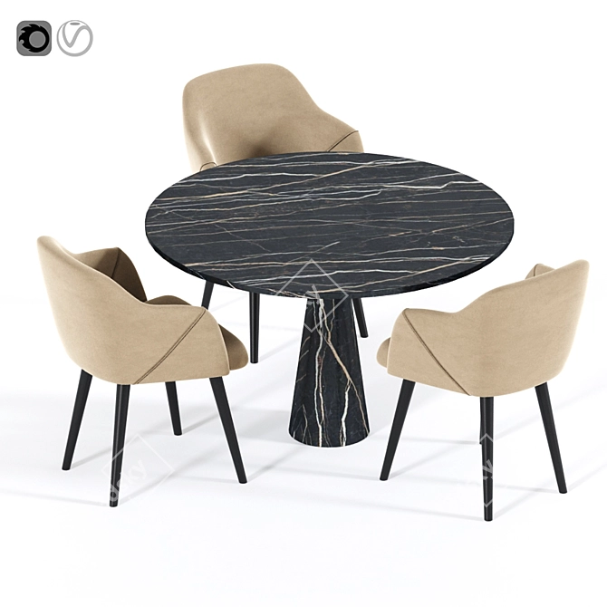 Creggan Dining Chair Set 3D model image 2