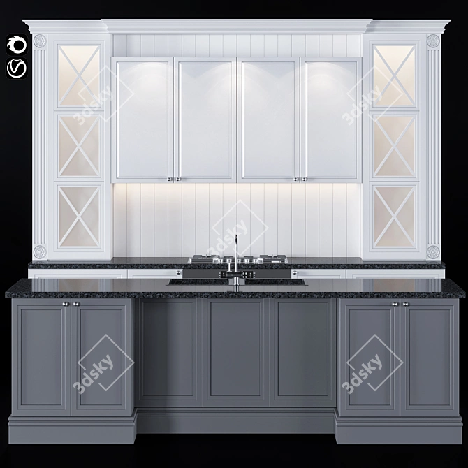 Modern Kitchen Design Set 3D model image 1