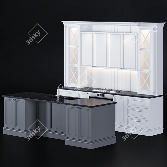 Modern Kitchen Design Set 3D model image 3