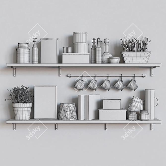 Elegant Kitchen Decor Set 3D model image 3