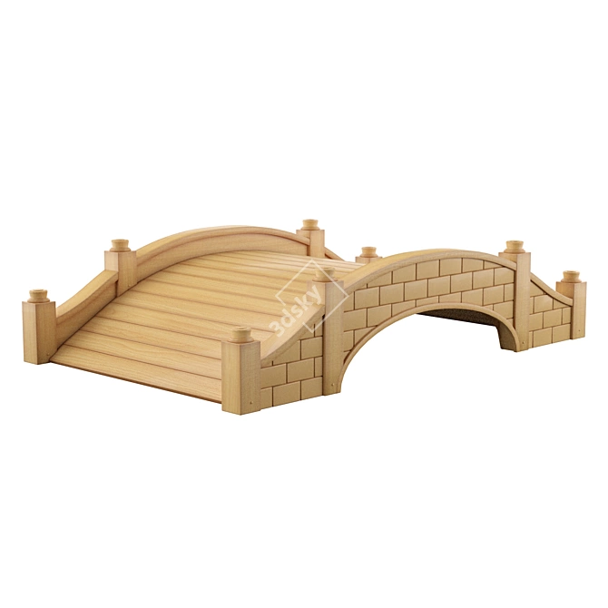 Wooden Garden Bridge 3D model image 1