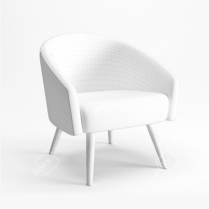 French Fabric Stylish Dining Chair 3D model image 2