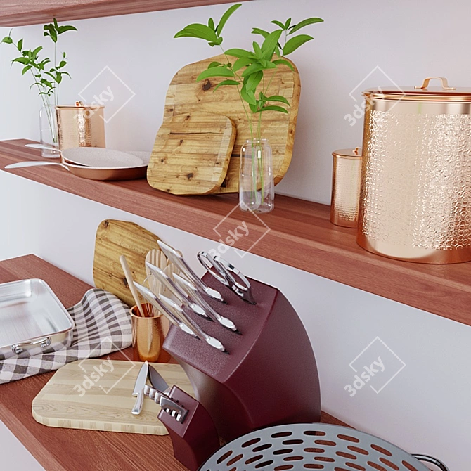 Marble Kitchen Decor Set 3D model image 2