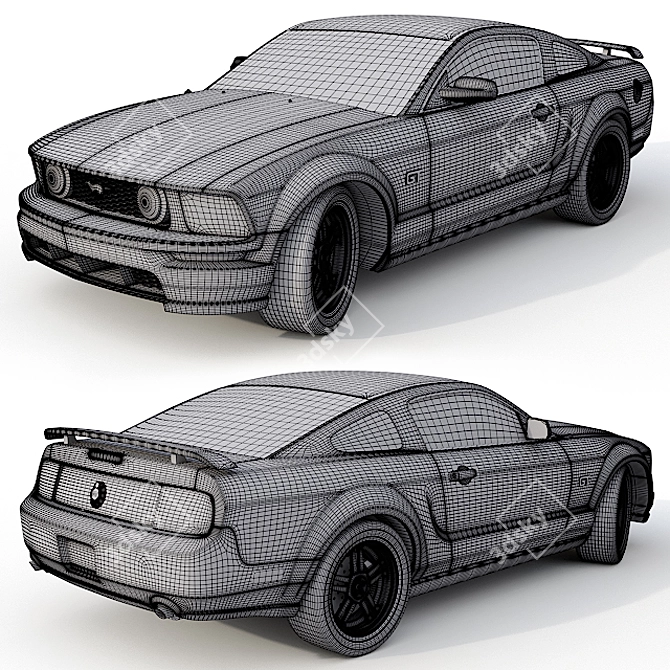 Sleek and Powerful 2007 Ford Mustang 3D model image 3