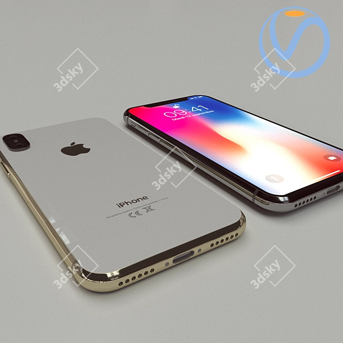 Sleek iPhone X: Black & White 3D model image 3