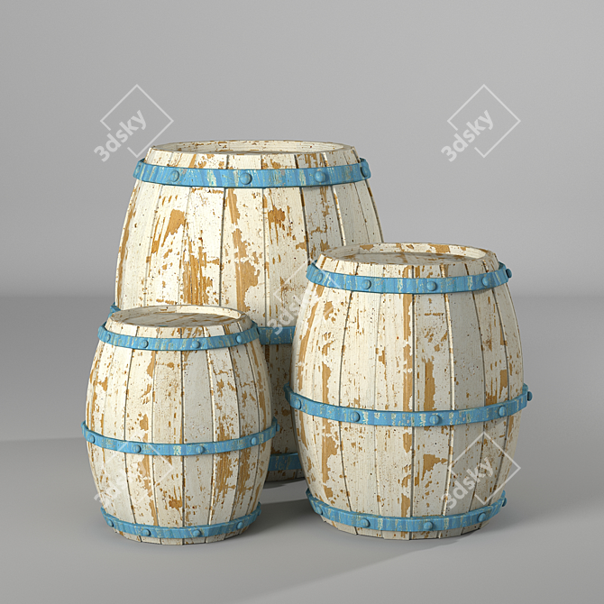 Lowpoly PBR Barrel with Textures 3D model image 1