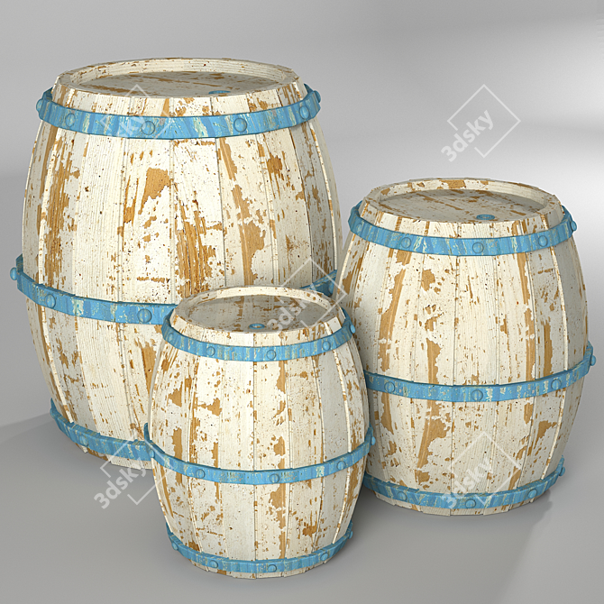 Lowpoly PBR Barrel with Textures 3D model image 2