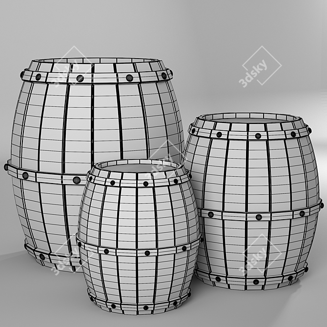 Lowpoly PBR Barrel with Textures 3D model image 3