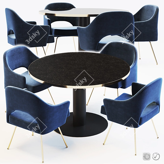 PBR Table Set: Stylish Design 3D model image 1