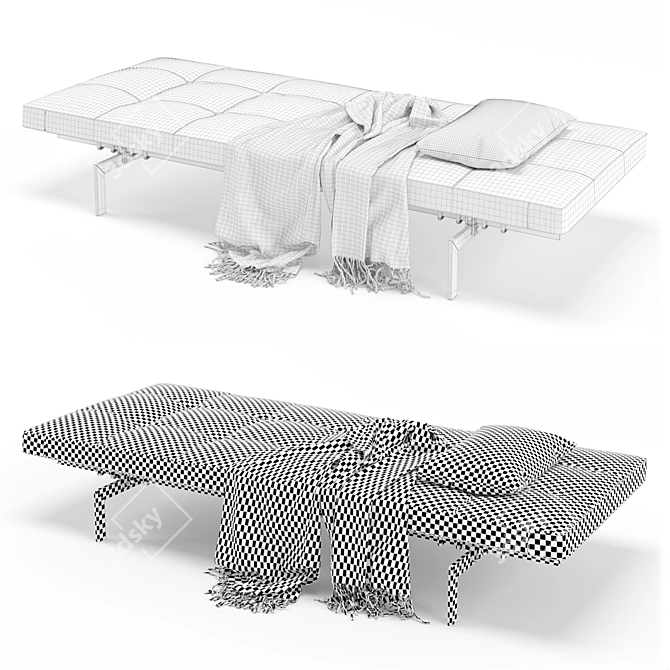 Minimalist Stainless Steel Daybed 3D model image 2