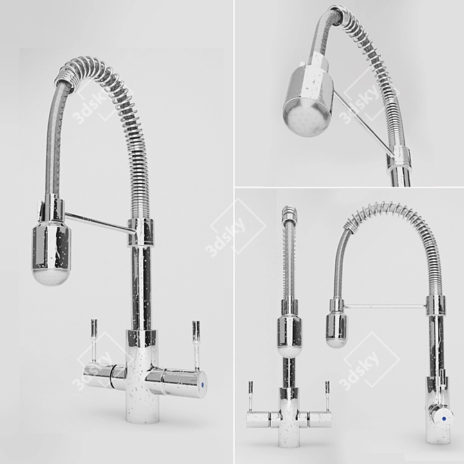 Sleek Pull-Down Kitchen Faucet 3D model image 2