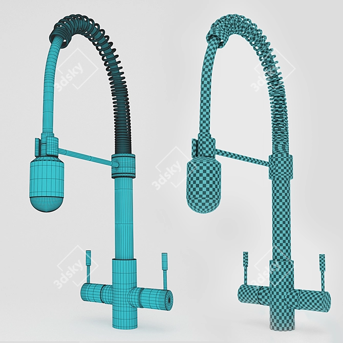 Sleek Pull-Down Kitchen Faucet 3D model image 3