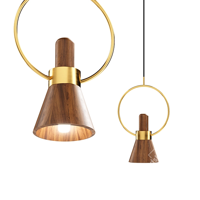 Scandinavian Wooden Pendant Light 3D model image 1