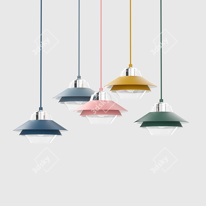 Scandinavian Style Pendant: Metal, Multiple Colors, E27 Socket 3D model image 1