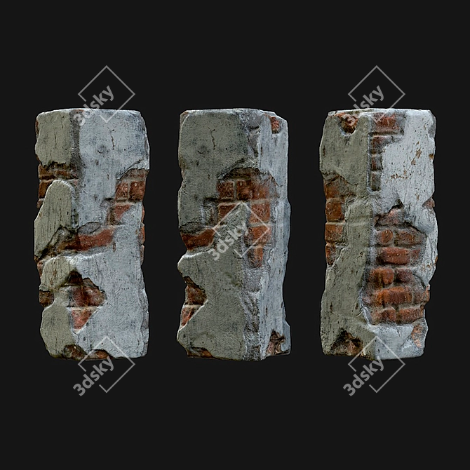 Vintage Weathered Pillar 3D model image 1