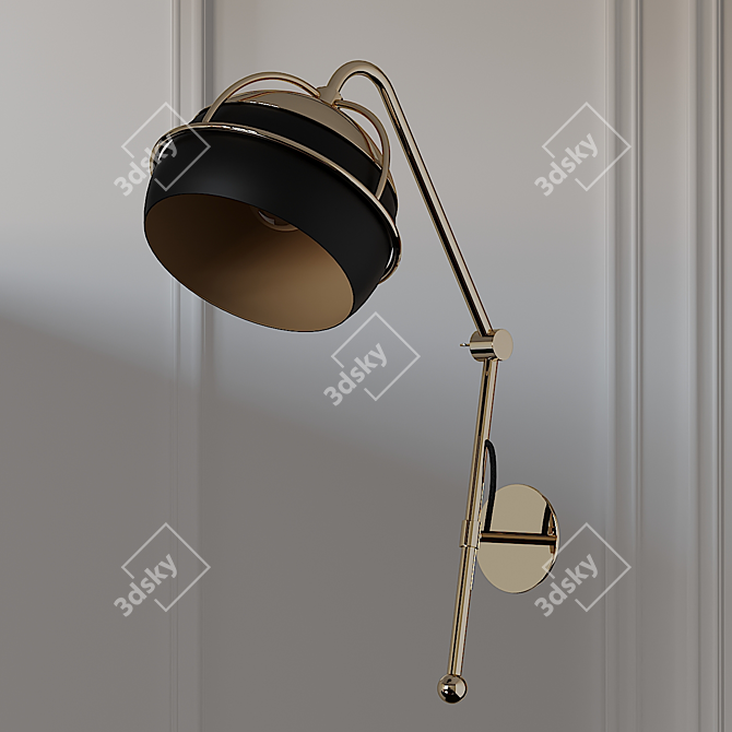 Title: Sleek Black Widow Wall Sconce 3D model image 1