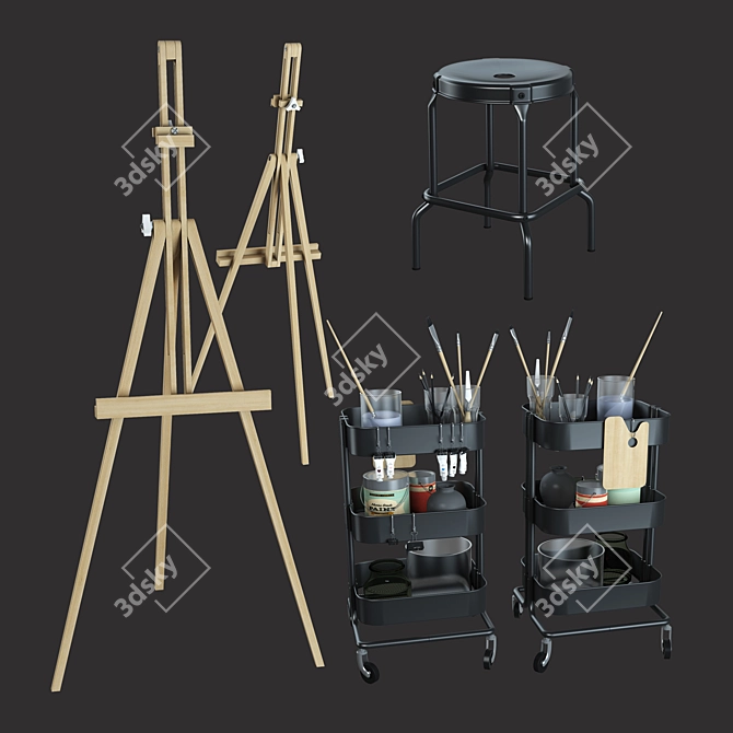 Artistic Workspace Set - IKEA #22 3D model image 2