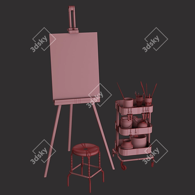 Artistic Workspace Set - IKEA #22 3D model image 3