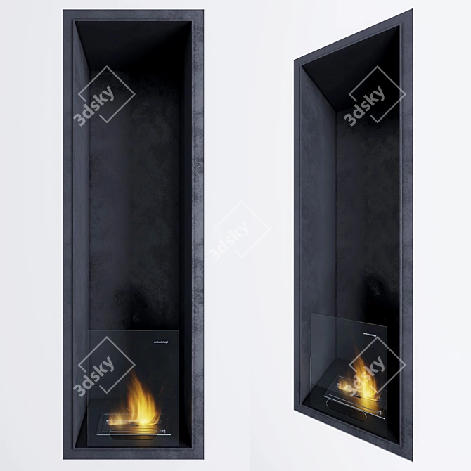 Minimalist Wall-Mounted Bioethanol Fireplace 3D model image 1