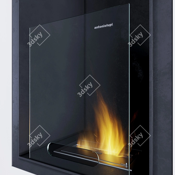 Minimalist Wall-Mounted Bioethanol Fireplace 3D model image 2