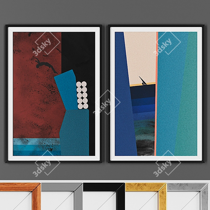 Modern Geometric Picture Frame Set 3D model image 1