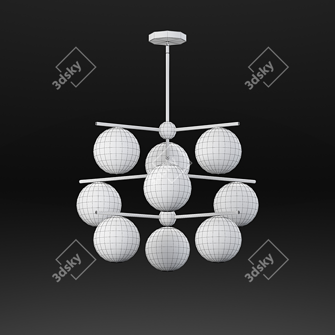 Elegant Milk Chandelier with 9 Lights 3D model image 2