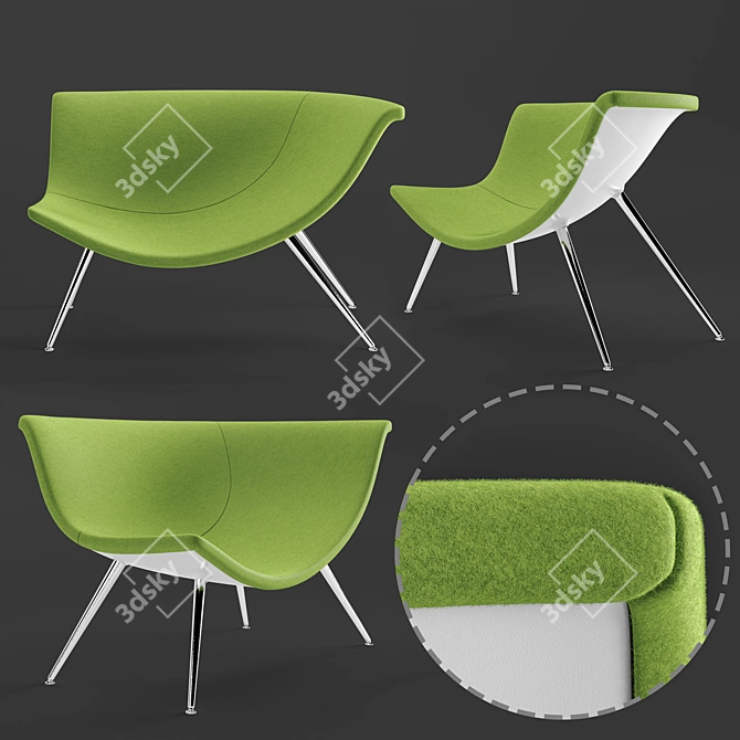 Modern Felt Armchair: mminterier No4s 3D model image 1