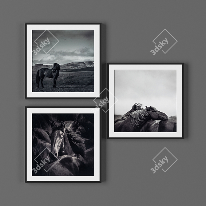 Triple Frame Set, Black, 300x300mm 3D model image 1