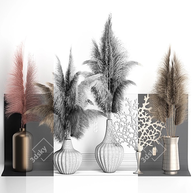 Elegant Coral Décor Set 3D model image 3