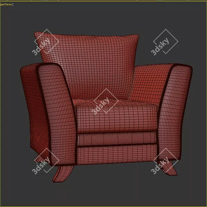 Elegant Velvet Armchair 3D model image 3