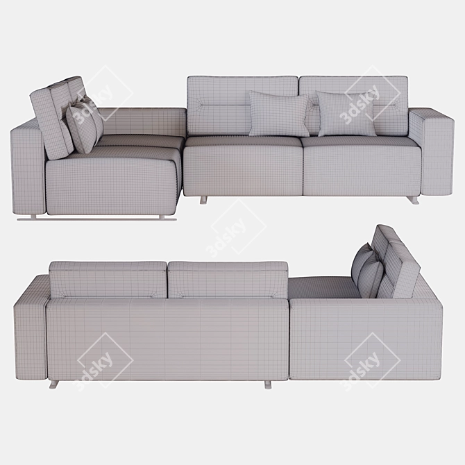 Modern Hampton Corner Sofa 3D model image 2