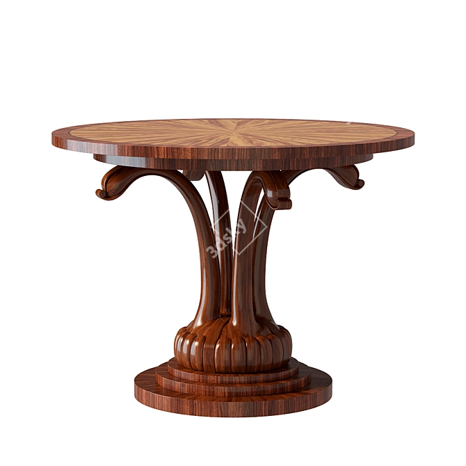 Vintage Wooden Center Table 3D model image 2