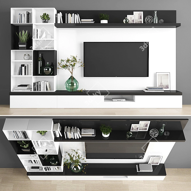 Modern TV Stand Set: Polys 173458 Verts 204595 3D model image 1