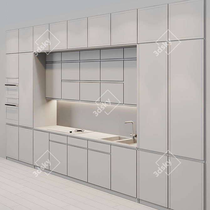 Sleek Modern Kitchen Set 3D model image 3