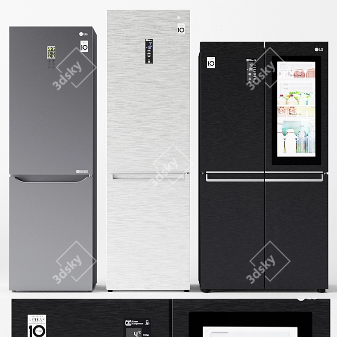 LG Refrigerator Set: Style and Functionality 3D model image 1