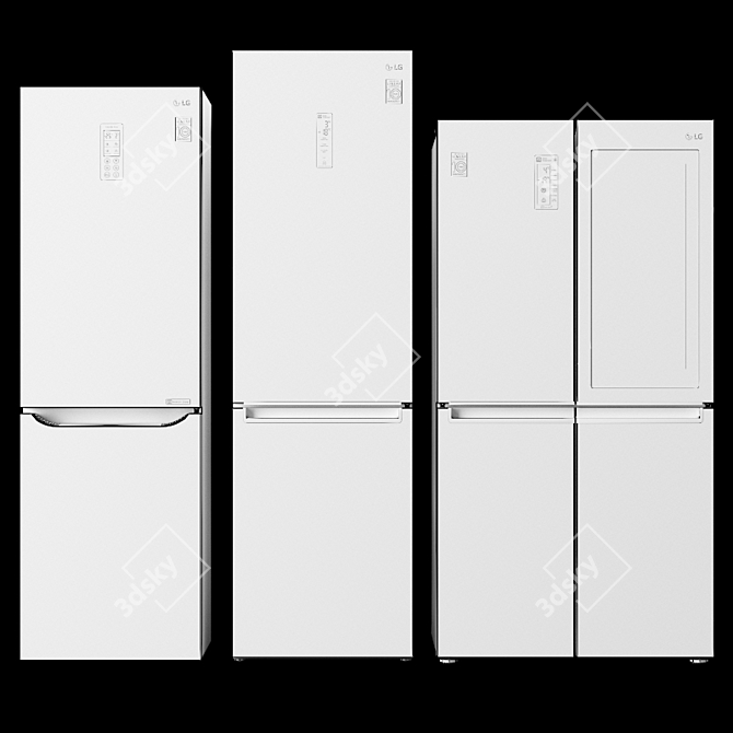 LG Refrigerator Set: Style and Functionality 3D model image 3