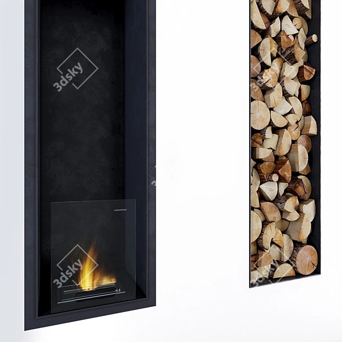 Moderno Nero: TEKA Bioethanol Wall Fireplace 3D model image 2