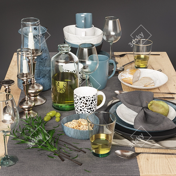 Elegant Dining Set: Tableware 05 3D model image 2