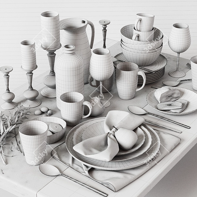 Elegant Dining Set: Tableware 05 3D model image 3