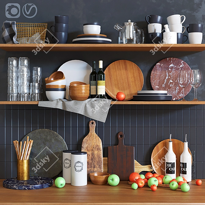 Kitchen Decor Set: Stylish and Functional 3D model image 1